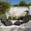 CAVINAS 80" Outdoor Patio Seating Sets, Pull-out Side Table Adjustable Backrest Ergonomic Wave Design Pool Sunbathing Recliners, Black - 2 of 4