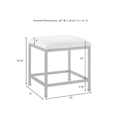 White and Gold Modern Vanity Stool with Plush Seat