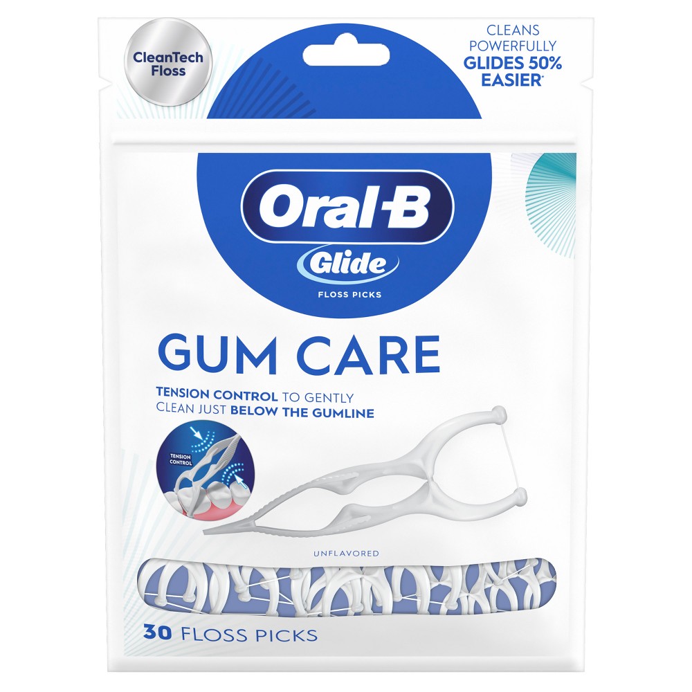Oral-B Glide Gum Care Dental Floss Picks - 30ct: Mint Flavor, Travel Size