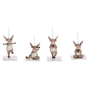 Transpac Resin Yoga Moose Ornament Set of 4 Christmas Home Decorations - 1 of 1