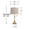360 Lighting Westbury 36" Tall Skinny Large Traditional End Table Lamp Swing Arm Gold Antique Brass Finish Single Kinmen Gray Shade Living Room - 4 of 4