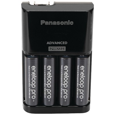Panasonic® 4-Position Charger with AA eneloop® PRO Rechargeable Batteries, 4 pk in Black