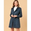 Allegra K Women's Notched Lapel Double Breasted Faux Suede Trench Coat with Belt - 3 of 4