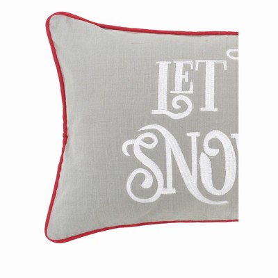 Gray and Red Rectangular Let It Snow Throw Pillow
