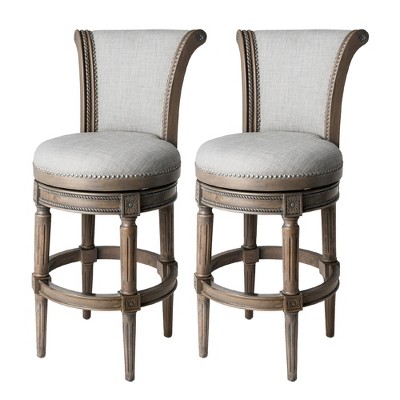 Maven Lane Pullman Swivel Upholstered Kitchen Stool, Set of 2