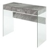 HomeStock SoHo 1 Drawer Glass 36 inch Desk, Gray Faux Marble/Glass - 2 of 4