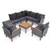 CAVINAS Patio Furniture Sets, Rattan Outdoor Sofa Sets with Acacia Wood, Modern Patio Sectional Sets for Backyard, Garden - 3 of 4