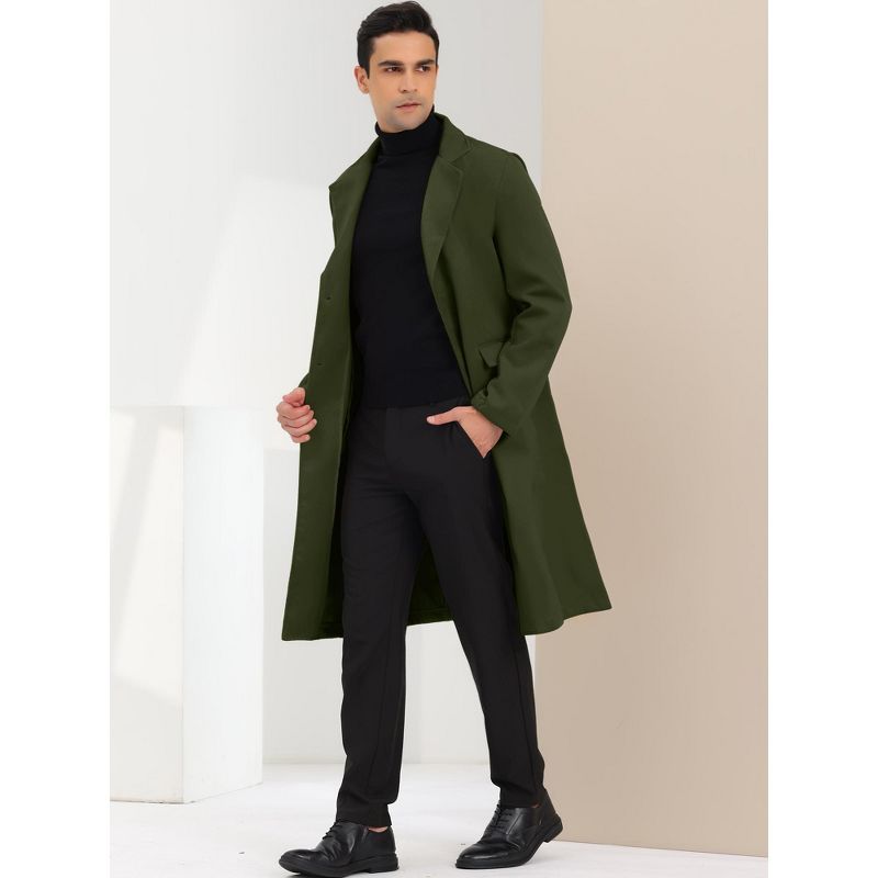 Lars Amadeus Men's Winter Single Breasted Notched Lapel Long Overcoat, 4 of 7
