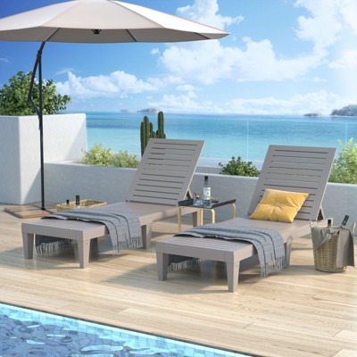 Aheaplus Outdoor Chaise Lounge Chair for Poolside Patio