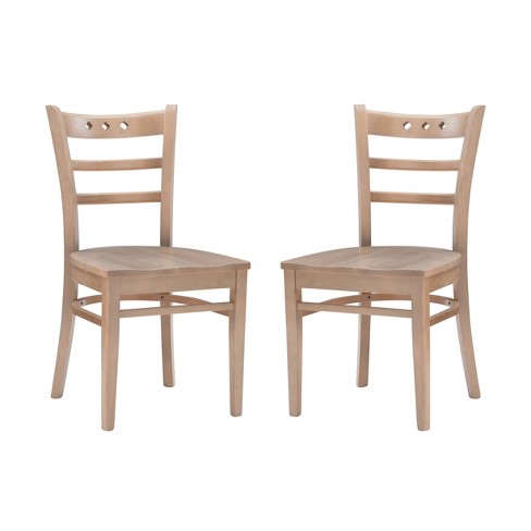 Set of 2 Darby Ladder Back Dining Chairs Natural Linon