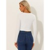 Allegra K Women's Casual Long Sleeve Cut Out Slim Fitted Basic Crop Tops - 3 of 4