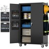 Upgraded Metal Storage Cabinet with Door Pegboards and 2 Rod For Garage Home Storage (43.3''W X 21.9''D X 72''H), Assembly required,Black - 2 of 4
