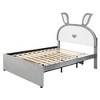Okak Platform Bed Frame with Upholstered Rabbit-Shaped Headboard for Kids Noise-Free Bed with LED Lights Easy Assembly - 3 of 4