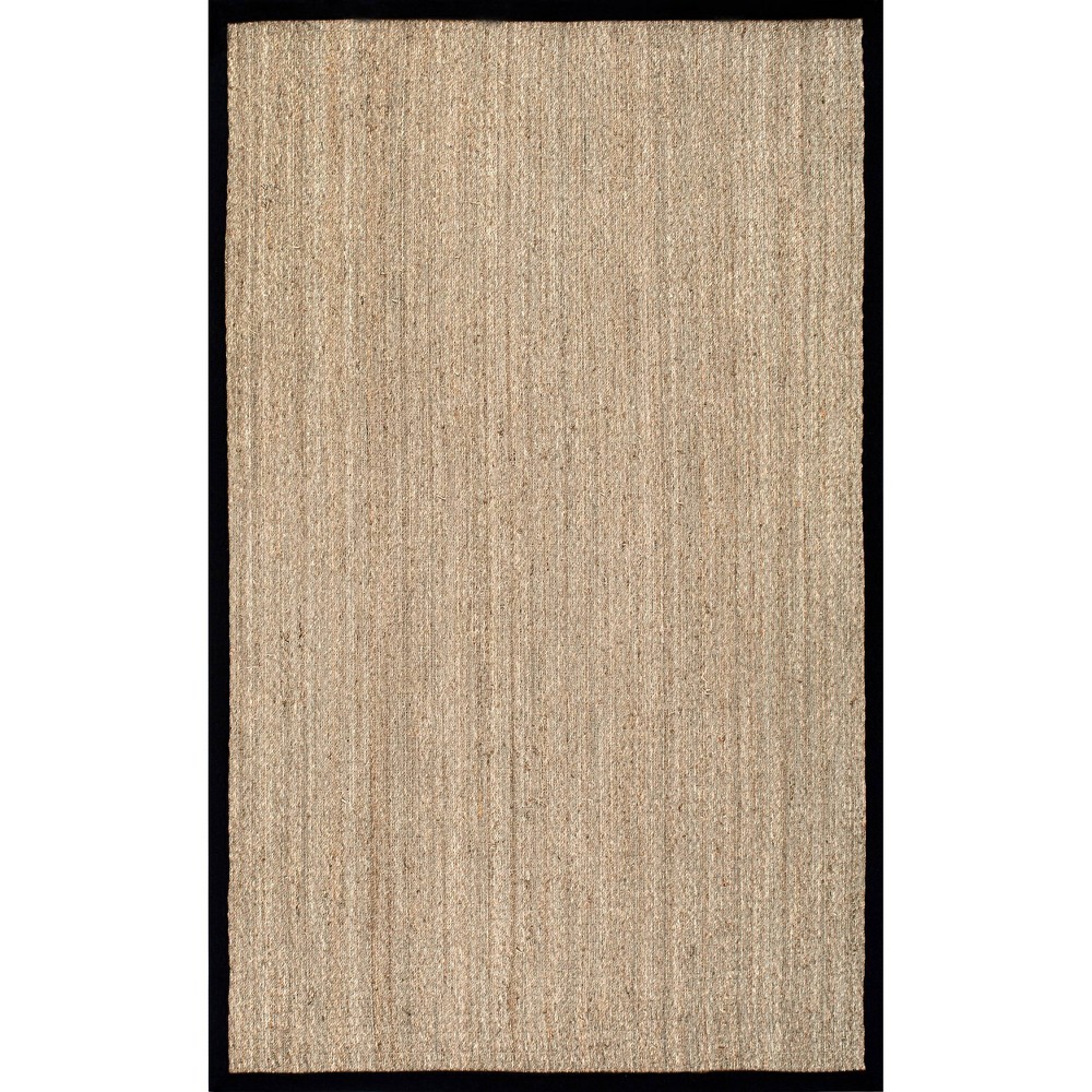 8'x8' Elijah Seagrass with Border Area Rug Black/Beige - nuLOOM