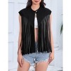 Coolmee Women's Fringe Vest 70s Denim Zip Up Jacket Hippie Sleeveless Loose Costume - 2 of 4