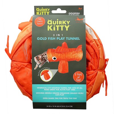 Quirky Kitty Goldfish Tunnel Cat Toy - Orange - 24&#34;