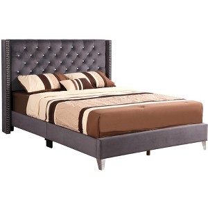 Passion Furniture Julie Light Tufted UpholsteLow Profile Full Panel Bed - 1 of 4