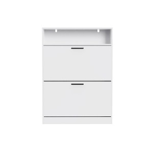 TiramisuBest 2 Flip Drawers Sturdy Wood Freestanding Narrow Slim White Shoe Storage Cabinet,Hidden Organizer for Entrance, Living Room, Hallway - 1 of 4