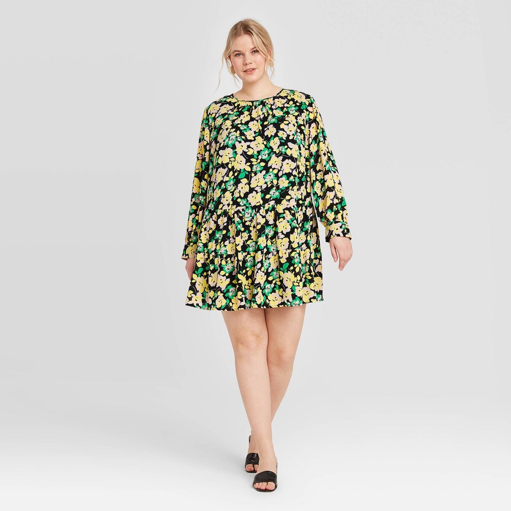 Women's Plus Size Floral Print Long Sleeve Dress - Who What Wear 3X, MultiColored was $34.99 now $24.49 (30.0% off)