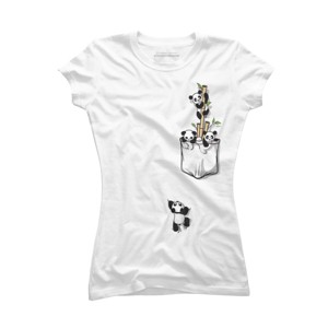 Junior's Design By Humans Pocket Pandas By BekaDesigns T-Shirt - 1 of 3