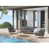 Woven Accent Outdoor Sofa Set 3Seater + Textured Wood Frame Lounge Chairs & Rectangular Table - 3 of 4
