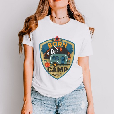 Simply Sage Market Born To Camp Badge Short Sleeve Tee