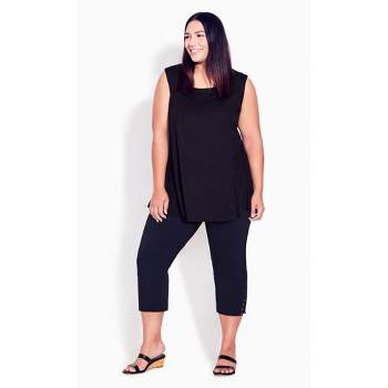 AVENUE | Women's Plus Size Super Stretch Split Hem Capri - black - 20W