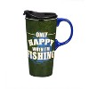 Evergreen Beautiful Only Happy When I'm Fishing Ceramic Travel Cup with Lid - 5 x 4 x 7 Inches - 3 of 4