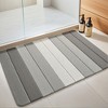 Unique Bargains 2Pcs Plush Gradient Striped Microfiber Shaggy Bathroom Mat - 2 of 4