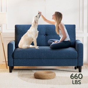 Vipbear 50" Corduroy Loveseat Sofa for Living Room,Small Comfy Love Seat Sofa with Deep Seat Spring Cushion,Solid Wood Frame,Tool-Free Assembly - 1 of 4