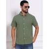 INSPIRE CHIC Men's Point Collar Short Sleeve Button Down Casual Stripes Linen Shirts - 4 of 4