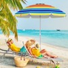 Tangkula 6.5 FT Beach Umbrella UPF50+ Sun Protection Portable Sunshade Parasol for Sand - 2 of 4