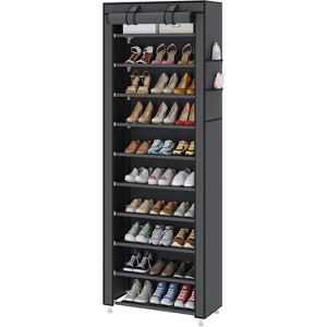 Maximize Your Entryway: 10-Layer Shoe Rack Organizer with Cover - Stackable Design for Vertical Storage, Sturdy Metal Frame - 1 of 4