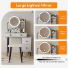 Elecwish Vanity Desk with Mirror and Lights and Stool, Makeup Vanity Set with 4 Drawers & Shelves, Vanity Table with Adjustable Brightness & 3 LED - 3 of 4