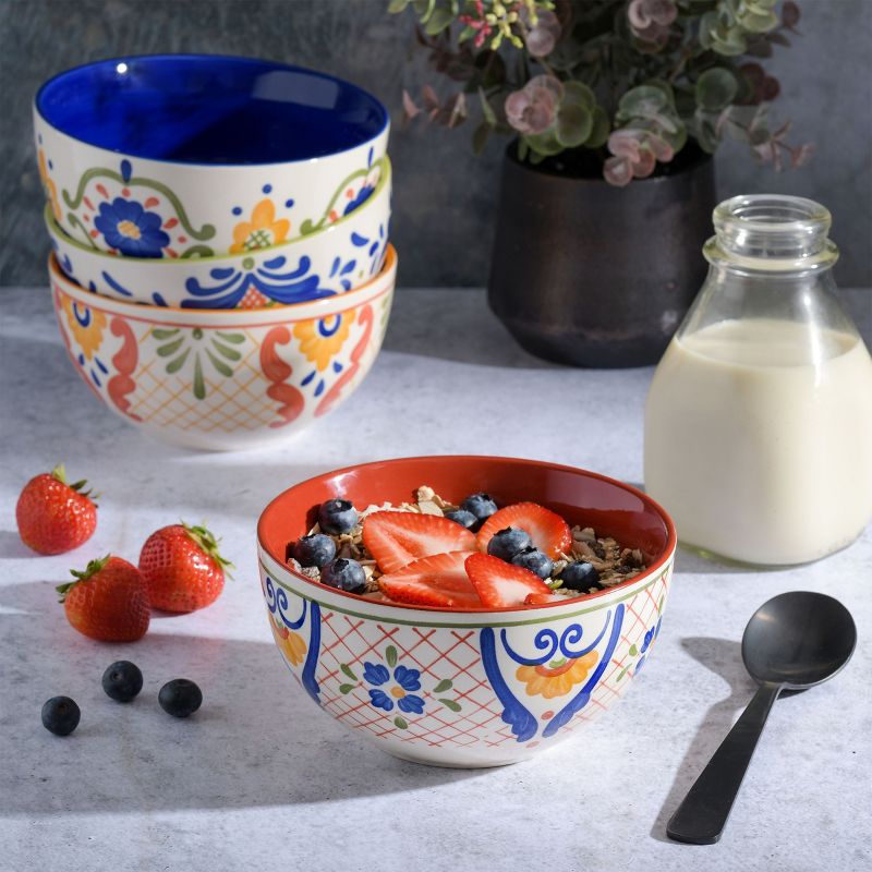 Laurie Gates Tierra 4 Piece 6 Inch Stoneware Cereal Bowl Set in Assorted Designs, 2 of 12