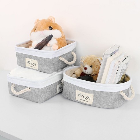 Farmlyn Creek Grey Plastic Storage Baskets with Handles, Small Storage Bin  and Shelf Basket Organizer for Bathrooms, Laundry Room, Bedrooms, Kitchens