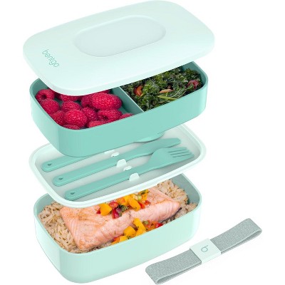 Classic Bento Box, Stackable 3-Compartment Lunch Box with Removable Utensil Set and Sealing Strap, BPA-Free, Food Container Ideal