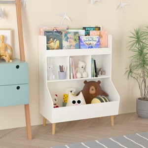 Children Storage Book Racks,Kids Bookshelf and Toy Organizer with Legs,Multifunctional Bookcase for Kids Room,Living Room-Baofuwish - 1 of 4