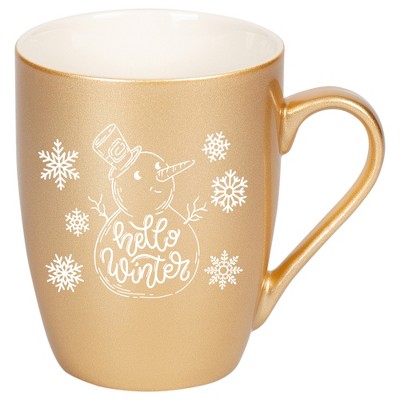 Elanze Designs Hello Winter Vegas Gold 10 ounce New Bone China Coffee Cup Mug