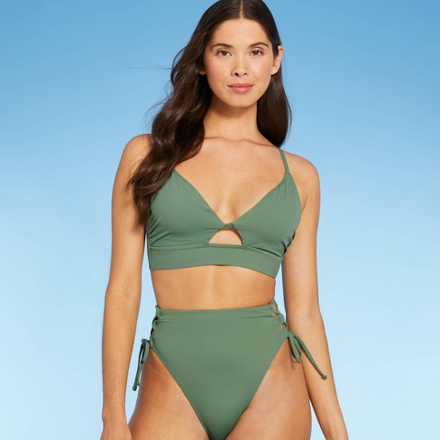 Kort geleden revolutie Afkeer Women's Longline Cut Out Bikini Top - Shade & Shore™ Wasabi Green 34c :  Target