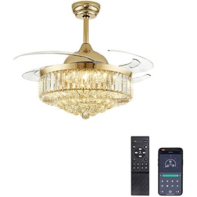 Siljoy Ceiling Fan with Light 20" Ceiling Fans with Lights and Remote, 6 Speeds, Dimmable, Fandelier Ceiling Fan