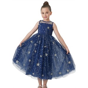 2Bunnies Girls’ Sparkle Sequin Star Tulle Maxi Dress - 1 of 4