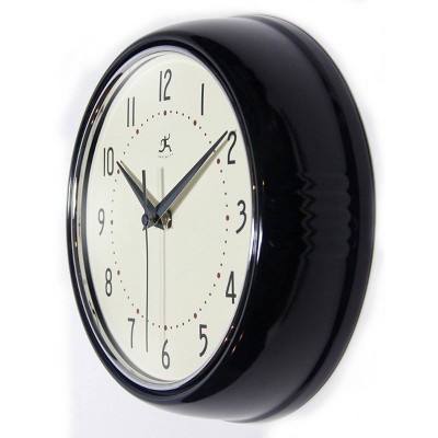 9.5" Retro Metal Wall Clock Black - Infinity Instruments