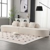 Modern Curved Modular Sofa w/3 Pillows - Plush Terrycloth, Minimalist, No Assembly, for Living Room, Apartment - 4 of 4
