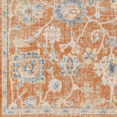 Erlanger Burnt Orange and Blue Synthetic Fur Washable Rug 2'3" x 3'9"