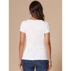 INSPIRE CHIC Women's Round Neck Short Sleeve Ruffle Cuff Textured Ribbed Knit Shirt - 3 of 4