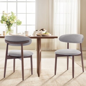 Set of 2 Modern Upholstered Wood Dining Chairs with Fabric Seat and Foot Pegs, Kitchen Side Chairs for Dining Room or Cafe - 1 of 4