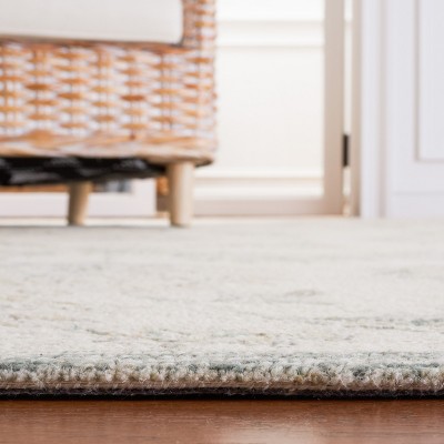 Ivory and Sage Floral Handmade Wool Tufted Area Rug, 3' x 5'