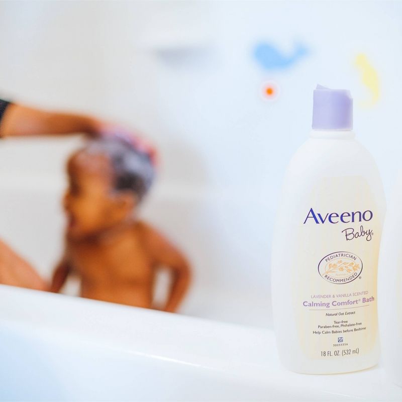 Aveeno Baby Nighttime Calming Comfort Bath, Body &#38; Hair Wash - Lavender and Vanilla Scent - 18 fl oz, 4 of 10