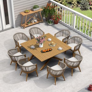 PURPLE LEAF Patio Dining Set All-Weather Wicker Aluminium Outdoor Table and Chairs Set for Backyard Decor Kitchen Modern Furniture Set - 1 of 4